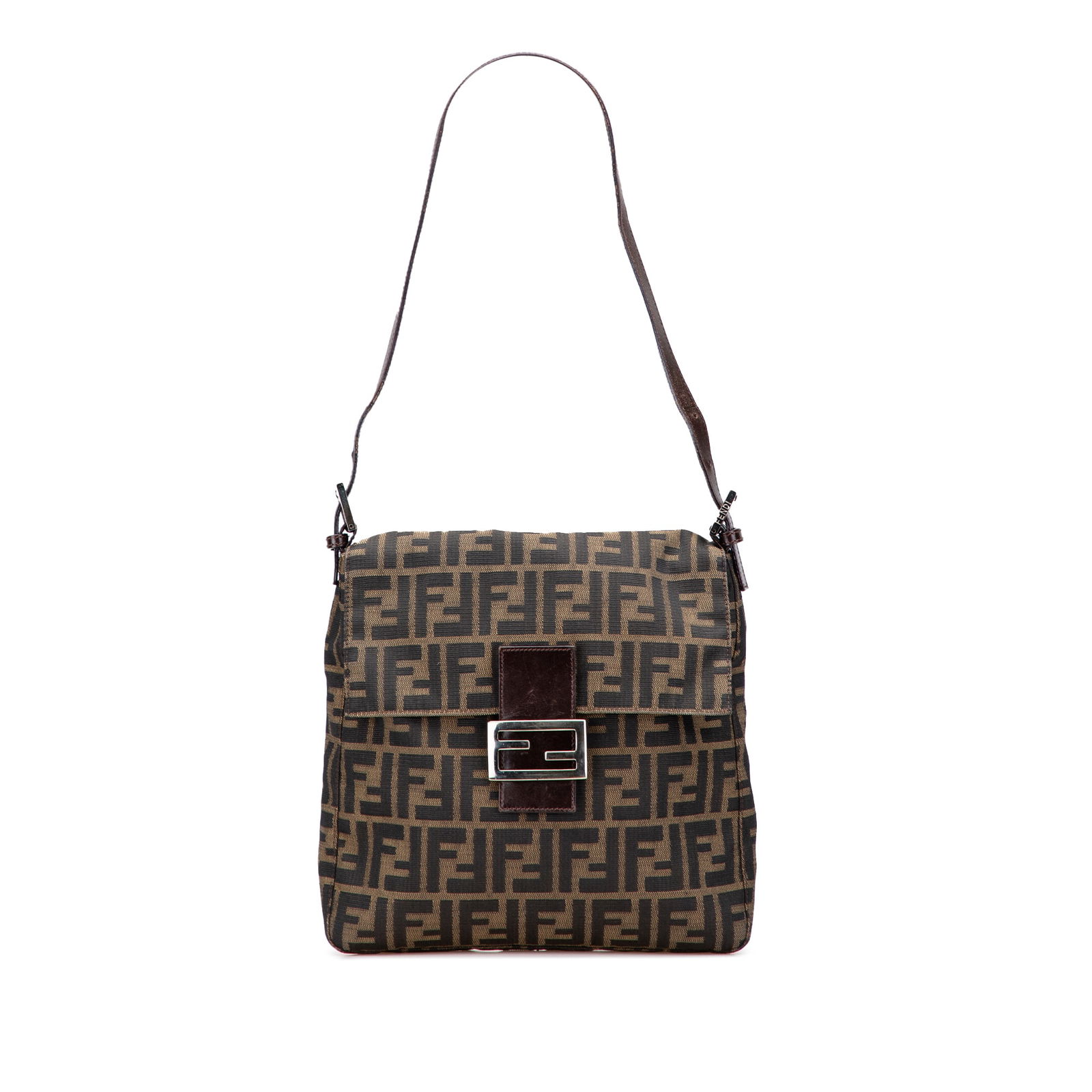 Fendi Zucca Brown Canvas Shoulder Bag with Leather Strap (1 of 10)
