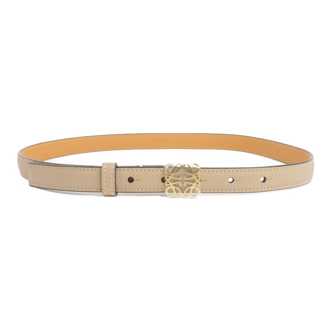 Loewe Anagram Gray Calfskin Leather Belt with Gold Tone Hardware (1 of 10)