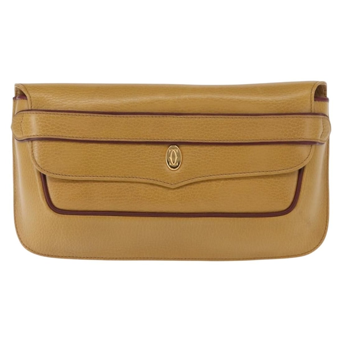 Must de Cartier yellow leather clutch evening pouch (1 of 2)