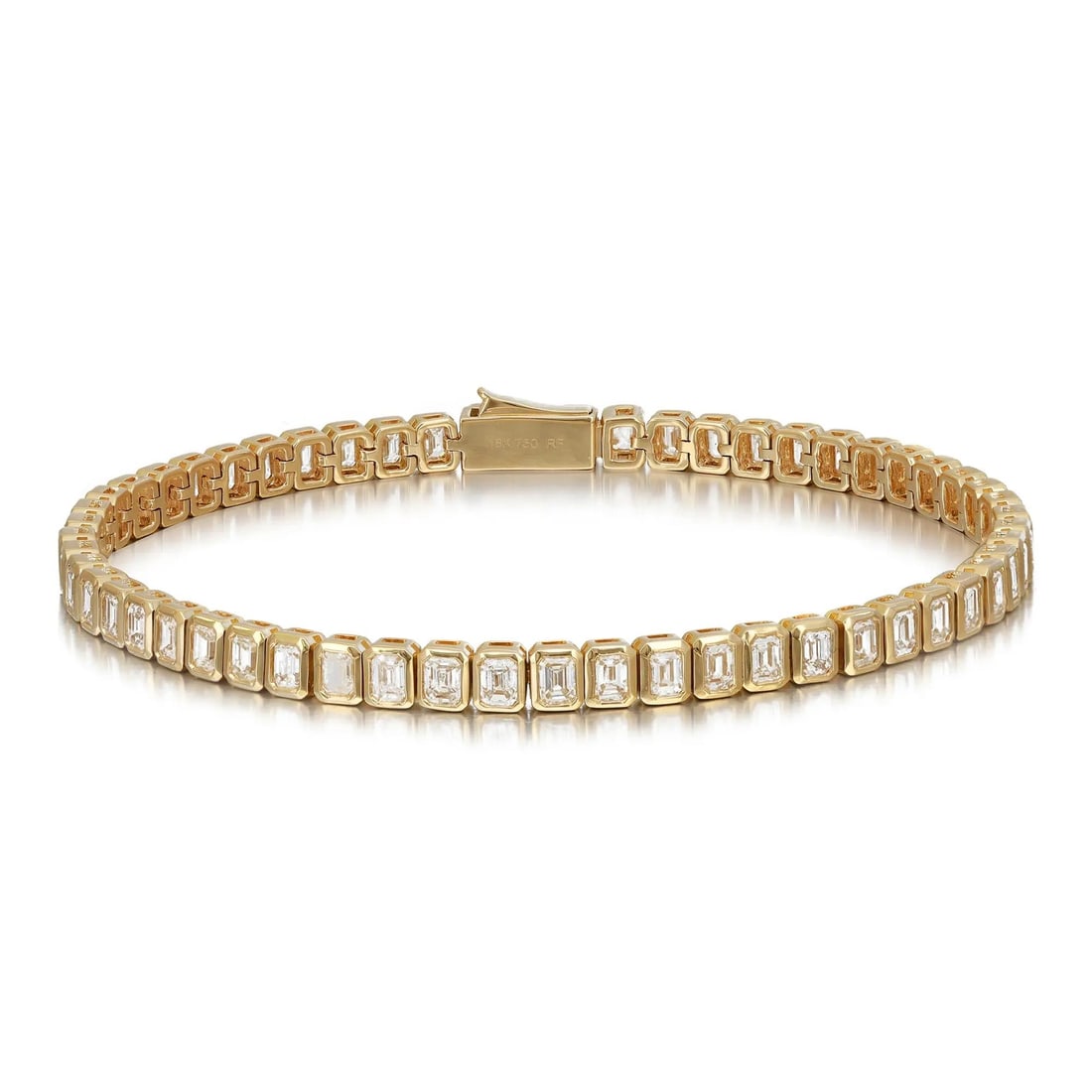 Rachel Koen 18K Yellow Gold Tennis Bracelet 4.84CT Emerald Cut Diamonds (1 of 6)
