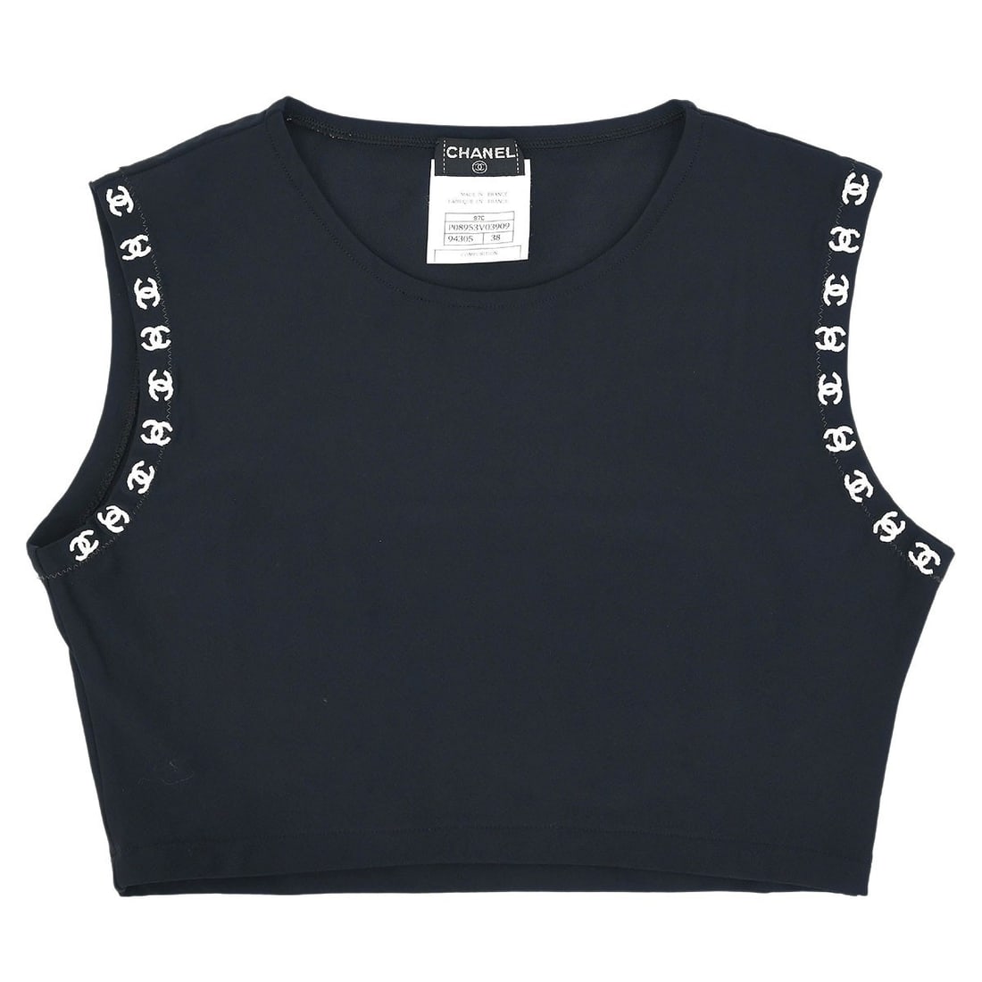 Chanel Black Cropped Tank Top Size 38 Sleeveless (1 of 10)