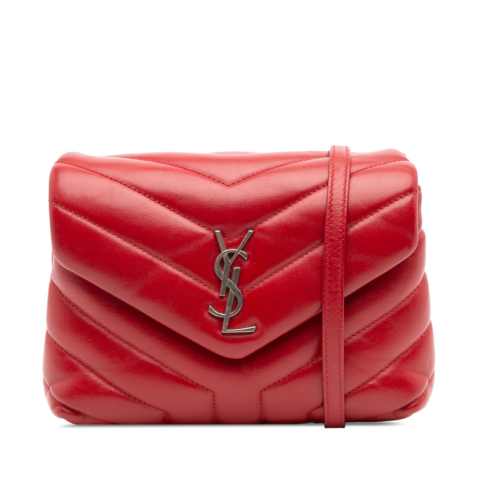 Saint Laurent Red Toy Matelasse Leather LouLou Crossbody Bag (1 of 8)