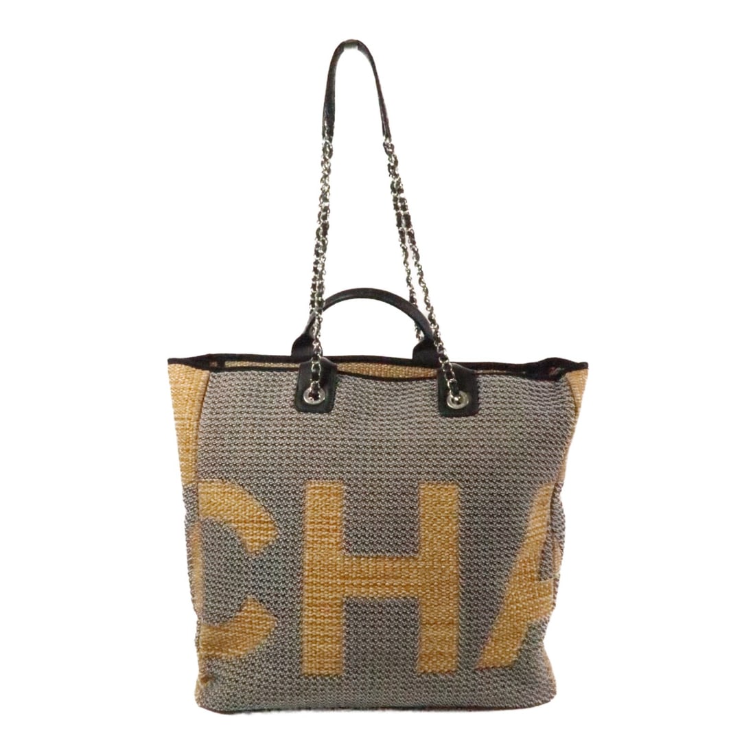 CHANEL 2 Way CC Tote Bag Brown Black Mixed Fiber: CHANEL 2 Way CC Tote Bag Brown Black Mixed Fiber This exquisite CHANEL tote bag features a stylish two-way design, perfect for both shoulder and handheld use. Crafted from high-quality mixed fiber, th