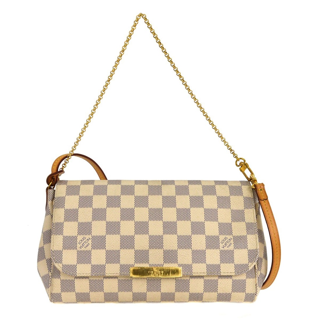 Louis Vuitton Damier Azur Favorite MM Handbag N41275 Crossbody White: Louis Vuitton Damier Azur Favorite MM Handbag N41275 Crossbody White Introducing the Louis Vuitton Damier Azur Favorite MM Handbag, a stylish and versatile accessory perfect for daily use. Crafted fro