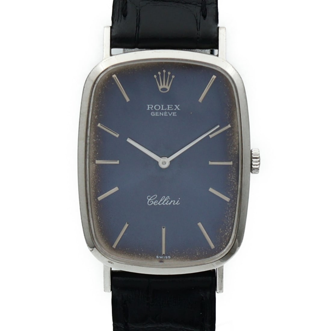 Rolex Cellini 4113 Blue Dial 18K White Gold Manual Wind Wristwatch (1 of 18)