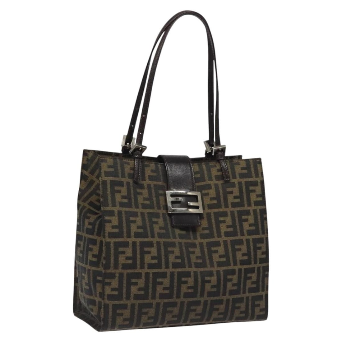 Pre-Owned Fendi Zucca Pattern Black Tote Mamma Baguette Bag (1 of 1)