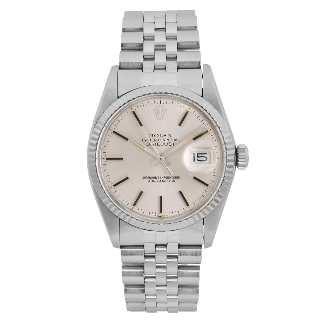 Rolex Oyster Perpetual Datejust 18K White Gold Steel Wristwatch 16014 (1 of 6)