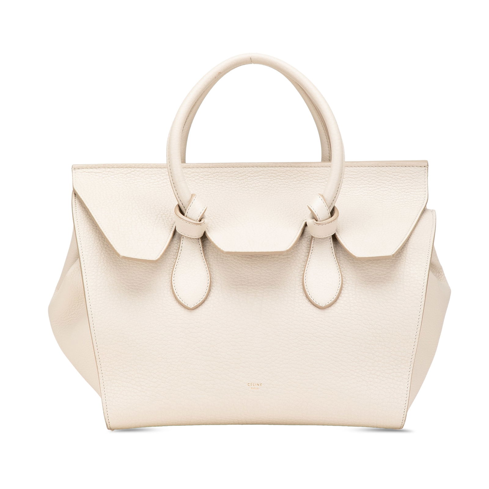 Celine White Small Grained Calfskin Tie Knot Handbag with Dust Bag (1 of 12)
