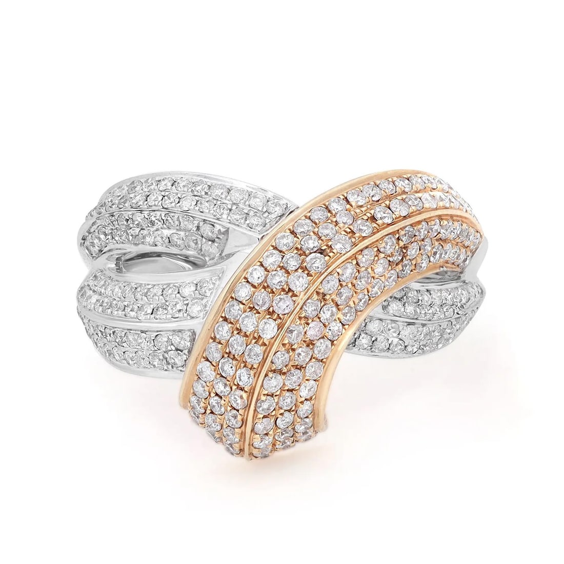 Rachel Koen 14K Multi-Tone Gold 1.17Ct Diamond Cocktail Ring Size 7.5 (1 of 5)