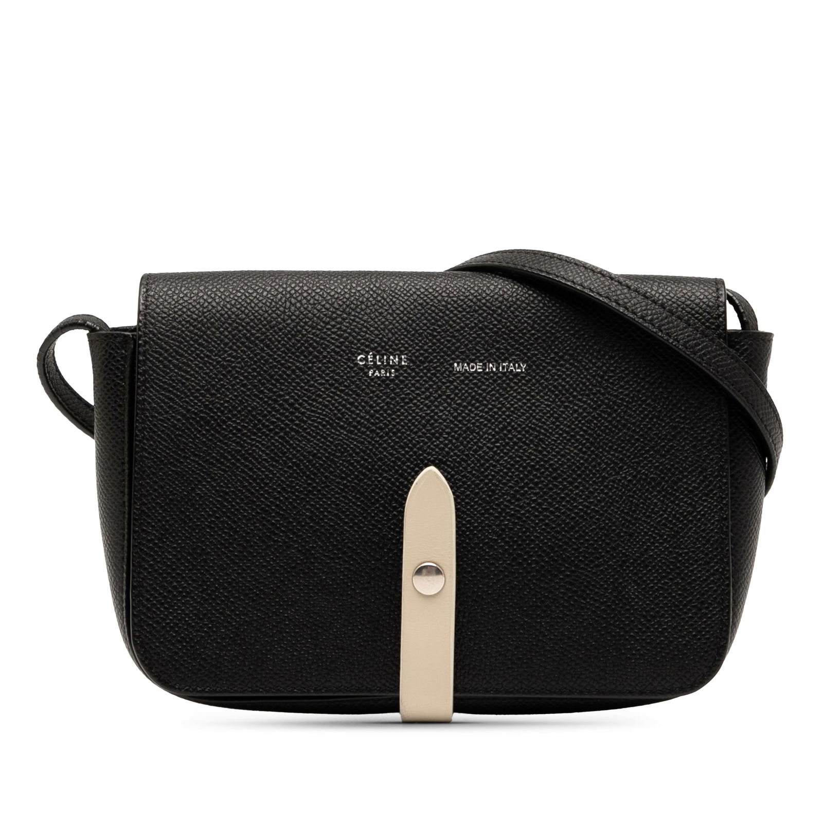 Celine Black Leather Crossbody Clutch with Strap (1 of 8)