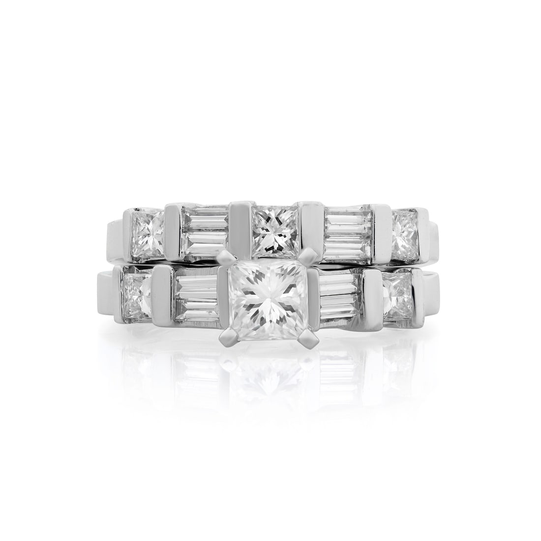 Rachel Koen 1.25Cttw Diamond Engagement Ring Set 14K White Gold (1 of 6)