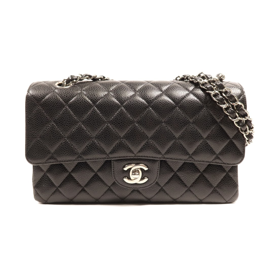 CHANEL Classic 25 Black Calfskin Shoulder Bag A01112 with SHW: CHANEL Classic 25 Black Calfskin Shoulder Bag A01112 with SHW This classic CHANEL shoulder bag is crafted from luxurious black calfskin leather, offering a timeless elegance perfect for any occasion.