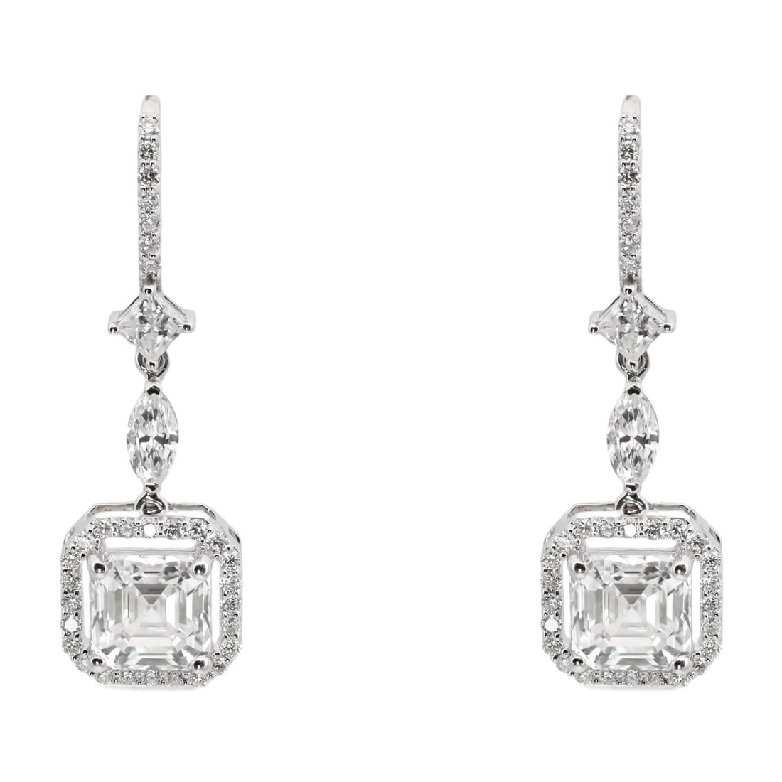 Rachel Koen 5.15Ctw Lab Grown Diamond Dangle Earrings in 14K White Gold (1 of 4)