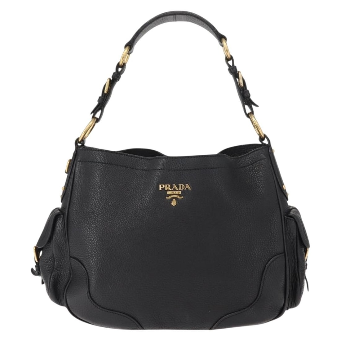 Black Prada Hobo Shoulder Bag with Side Pockets (1 of 2)