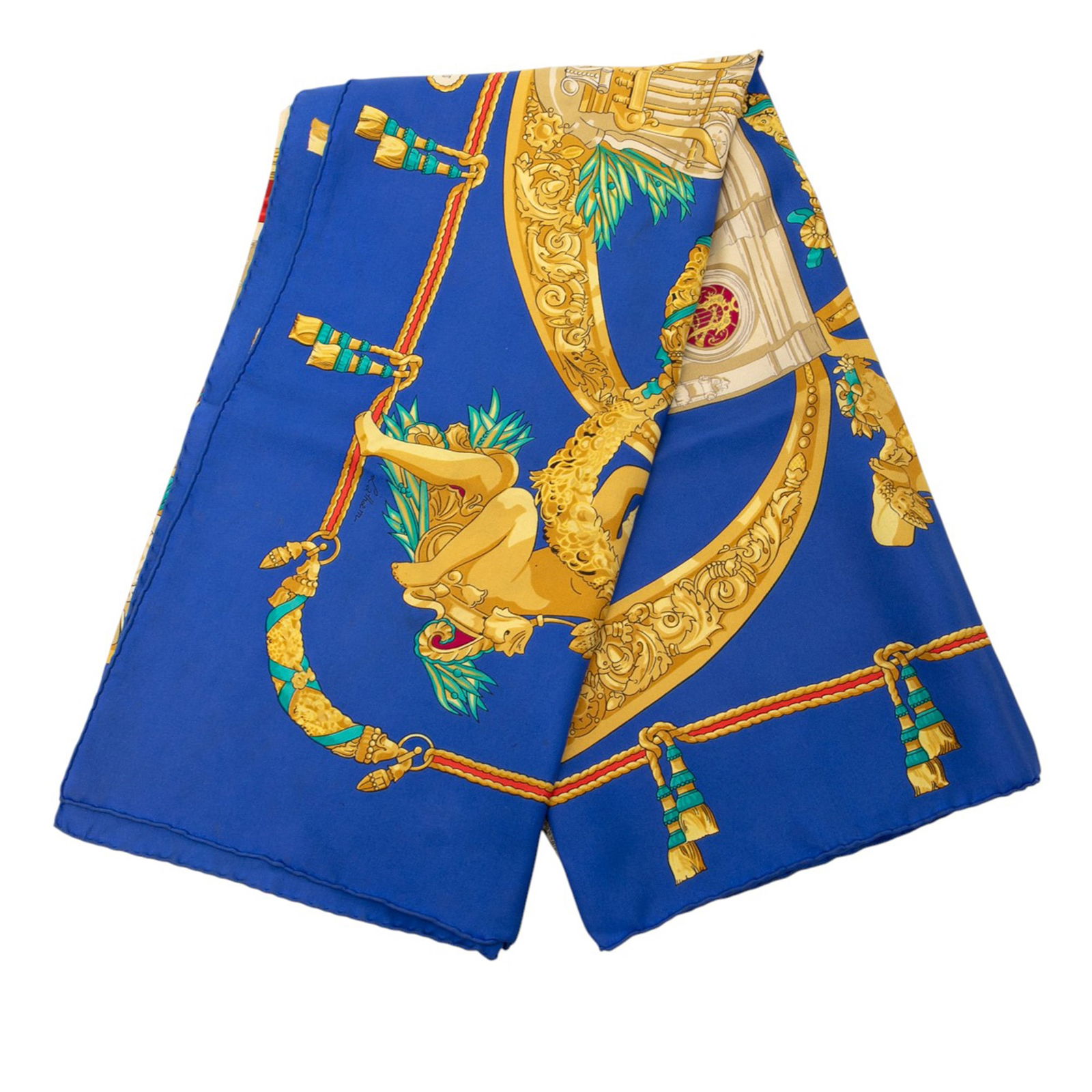 Hermes Hommage A Charles Garnier Blue Silk Scarf 100% Silk (1 of 9)