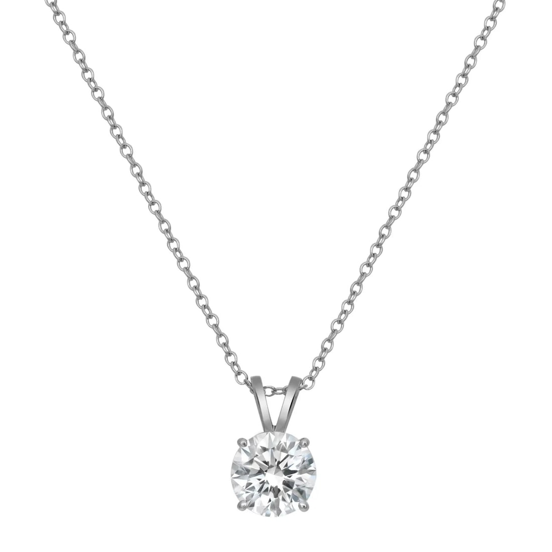 Rachel Koen 18K White Gold Lab Grown Diamond Pendant Necklace IGI Certified 2.52ct: Rachel Koen 18K White Gold Lab Grown Diamond Pendant Necklace IGI Certified 2.52ct This exquisite pendant necklace features a stunning round cut lab grown diamond, expertly set in 18K white gold. The