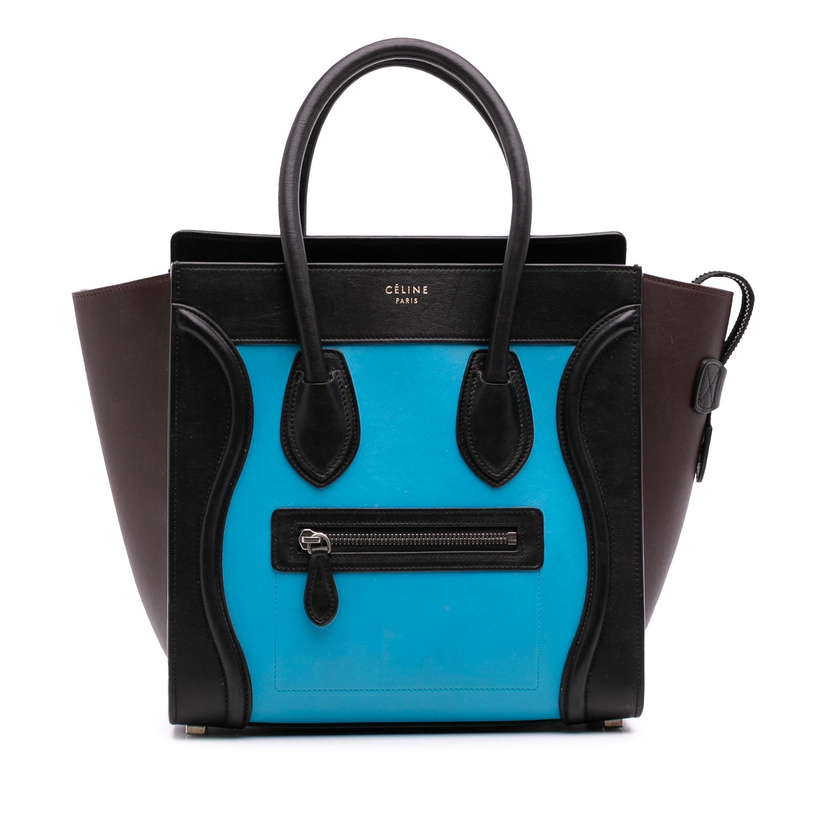 Celine Micro Luggage Tote Blue Leather Tricolor Bag Italy (1 of 12)