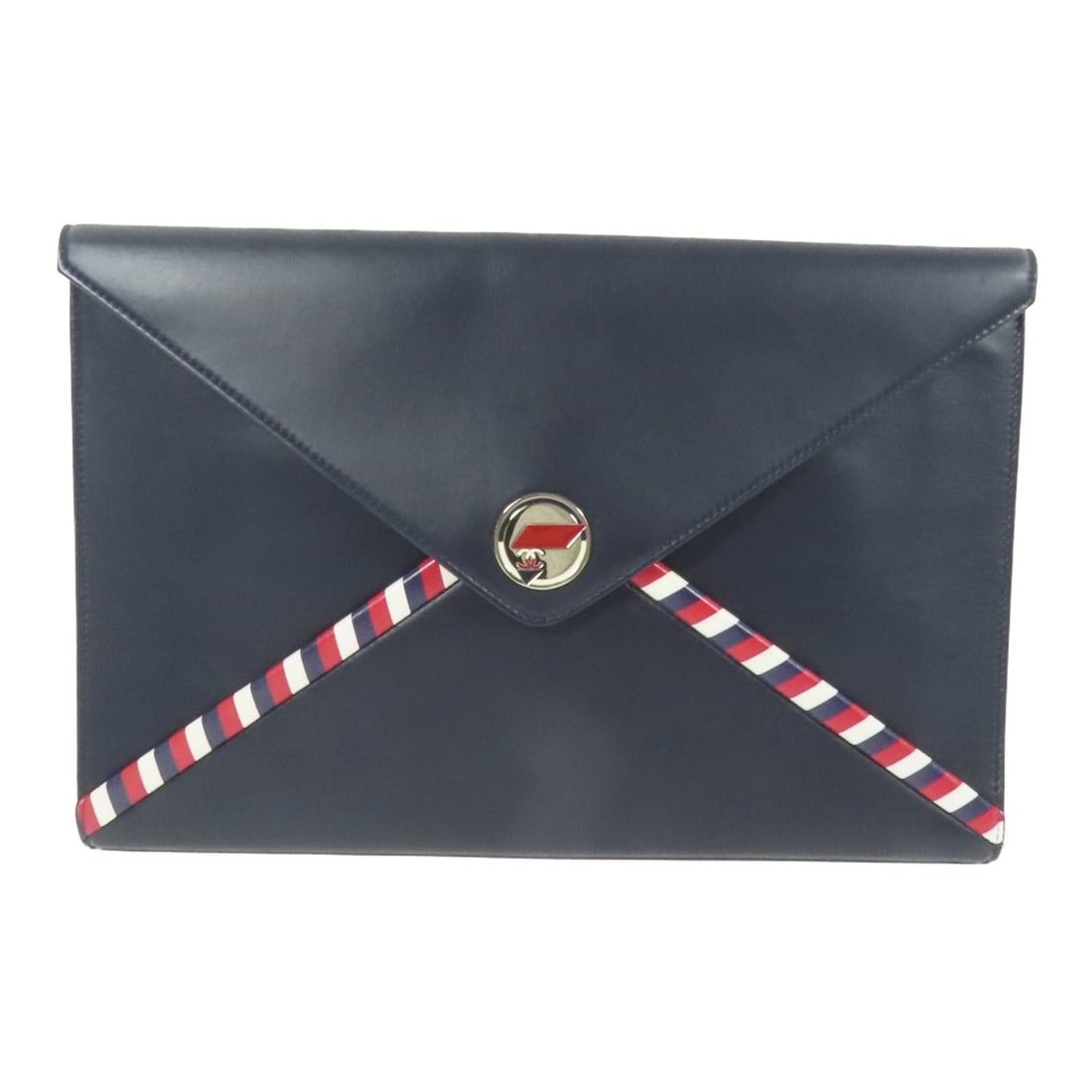 CHANEL Navy Lambskin Leather Pouch with Silver Hardware (1 of 15)