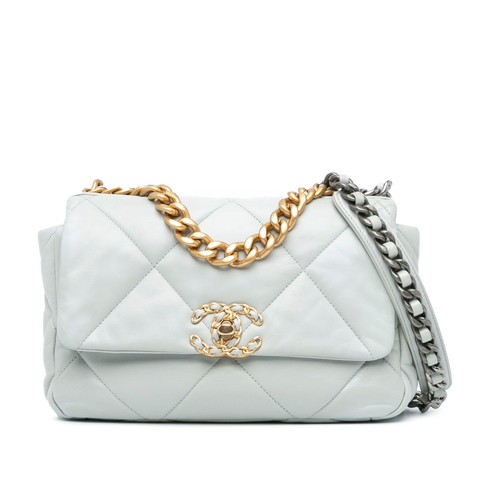 Chanel Medium 19 Flap Gray Lambskin Leather Bag (1 of 9)