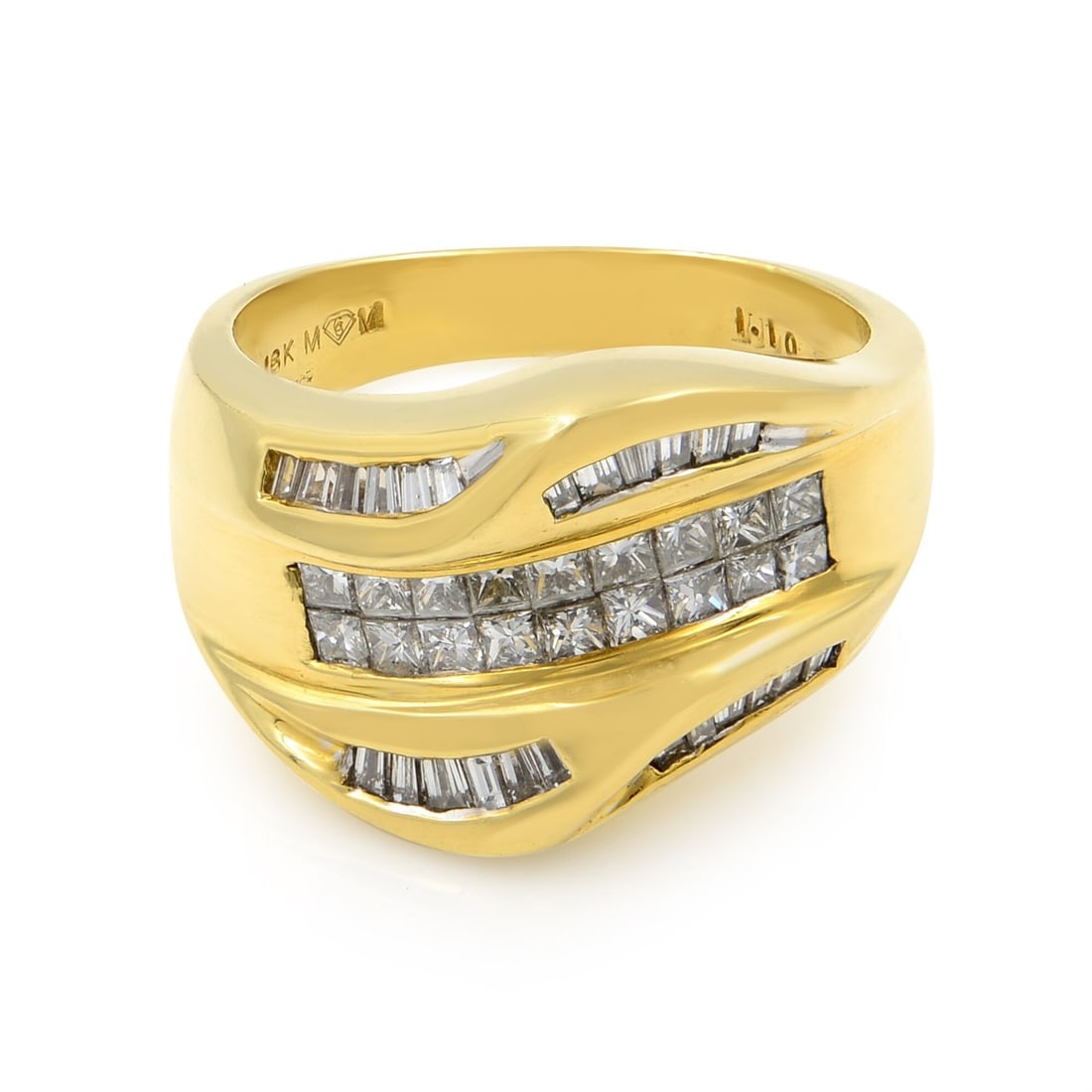 Rachel Koen 18K Yellow Gold Diamond Cocktail Ring 1.25 Cttw Size 7.5 (1 of 5)