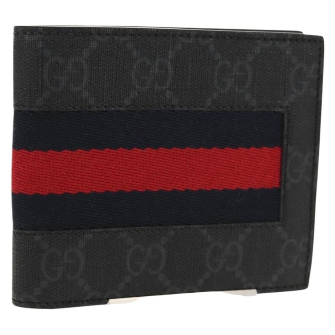 GUCCI GG Supreme Sherry Line Black Navy Wallet 408826 Authentic (1 of 18)