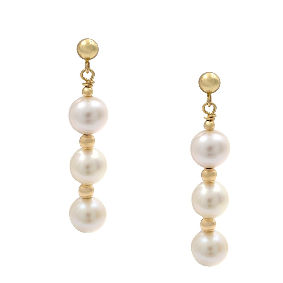 Rachel Koen 14K Yellow Gold Freshwater Pearl Drop Earrings 35mm: Rachel Koen 14K Yellow Gold Freshwater Pearl Drop Earrings 35mm Elevate your elegance with these stunning freshwater white pearl drop earrings by Rachel Koen, beautifully crafted in 14K yellow gold. E