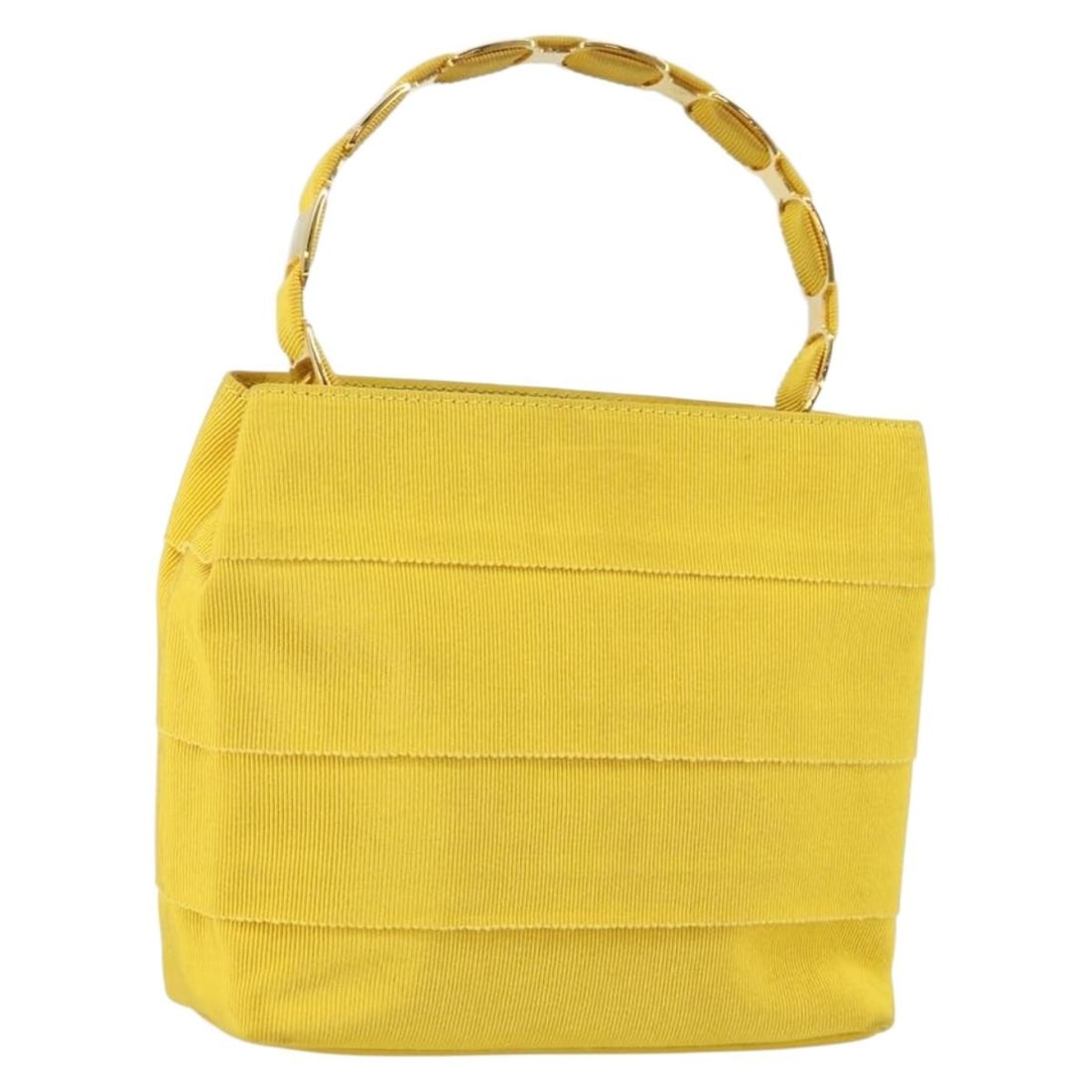 Salvatore Ferragamo Vala Hand Bag Nylon Yellow Gold Auth Made in Italy (1 of 18)
