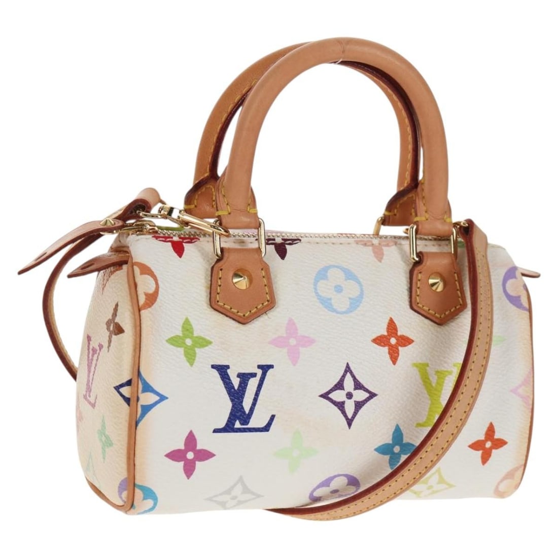 Louis Vuitton Mini Speedy Hand Bag White Monogram Multicolor M92645 Auth (1 of 18)