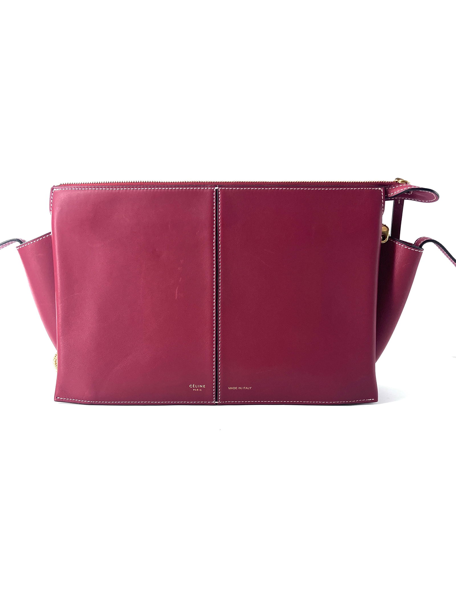 Celine Burgundy Tri-Fold Trapeze Shoulder Bag (1 of 2)