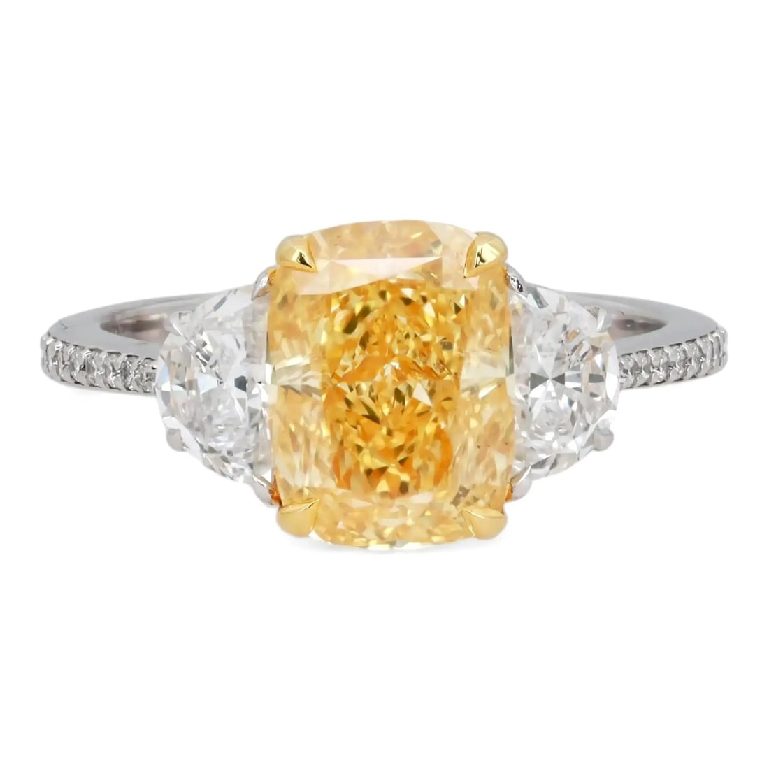 Rachel Koen 2.66Ctw Fancy Yellow Lab Grown Diamond Engagement Ring 14K White Gold (1 of 5)