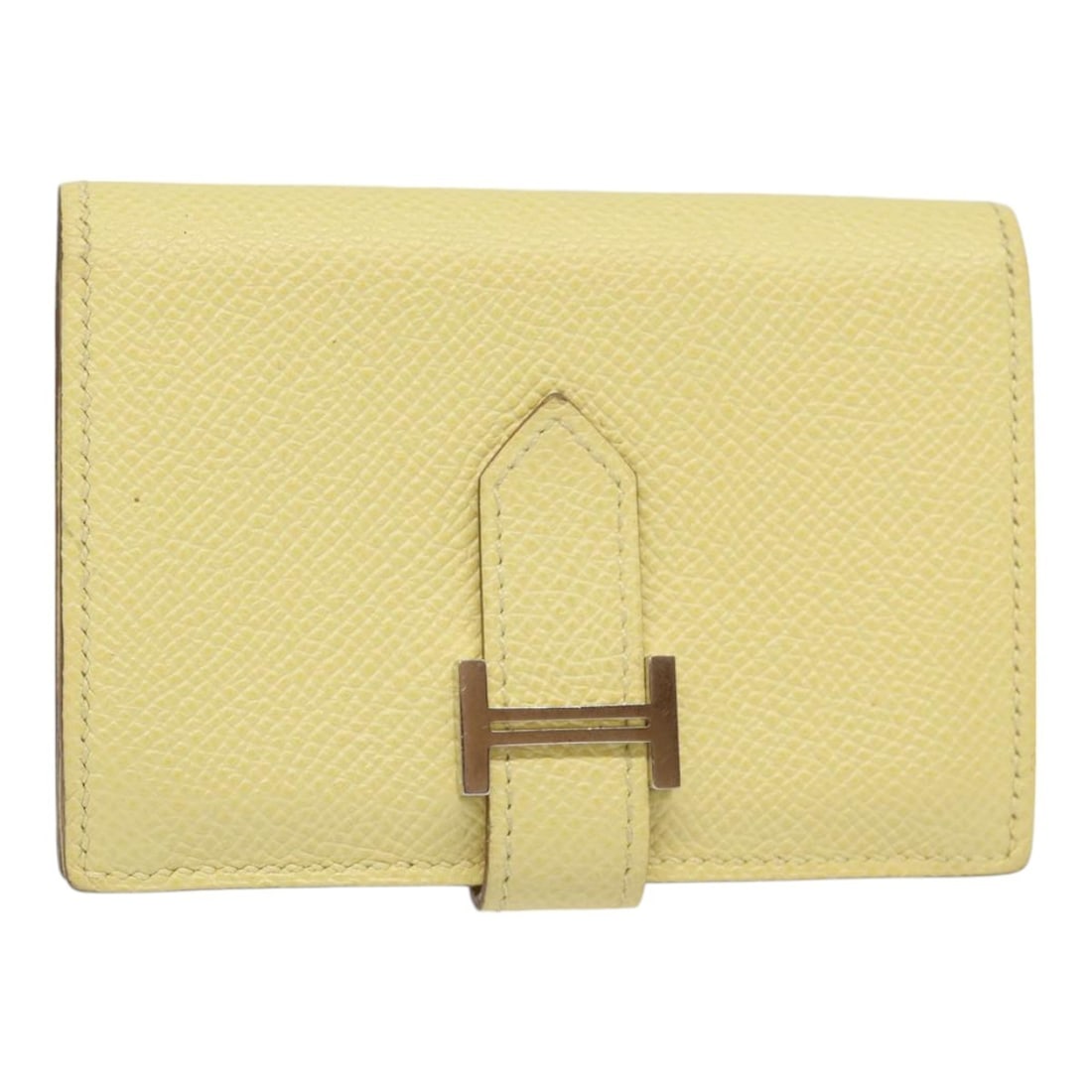 HERMES Baan Leather Card Case Yellow Silver Authentic France (1 of 18)