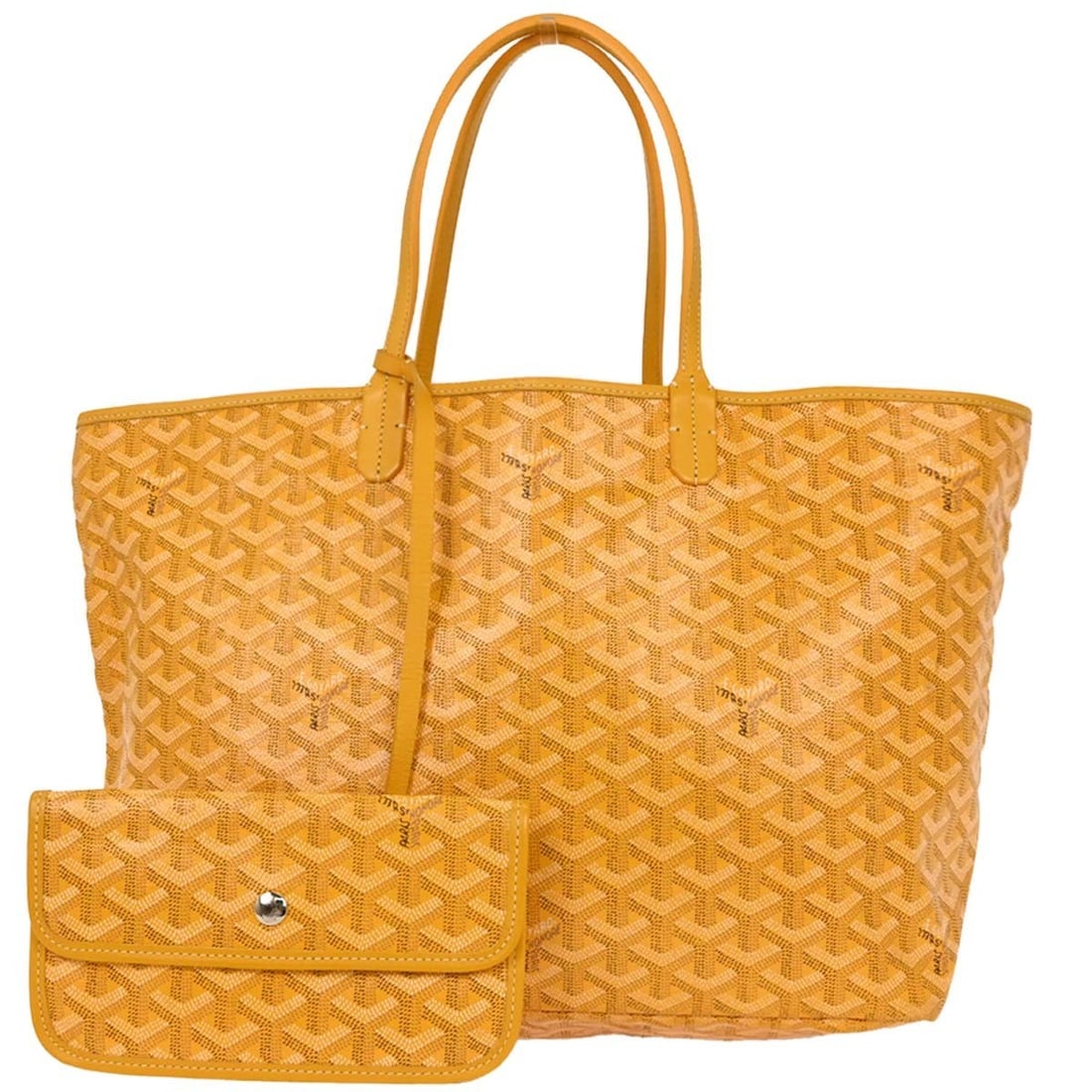 Goyard Yellow Saint Louis PM Tote Bag Coated Canvas: Goyard Yellow Saint Louis PM Tote Bag Coated Canvas Introducing the Goyard Yellow Saint Louis PM Tote Bag, a perfect blend of style and functionality. This medium-sized tote features a vibrant yellow
