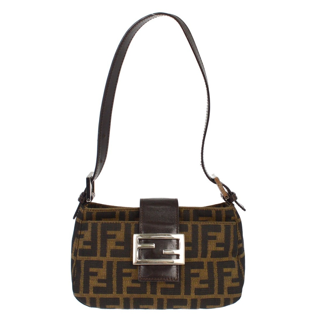 Fendi Zucca Canvas Mini Shoulder Bag with Silver Hardware (1 of 5)