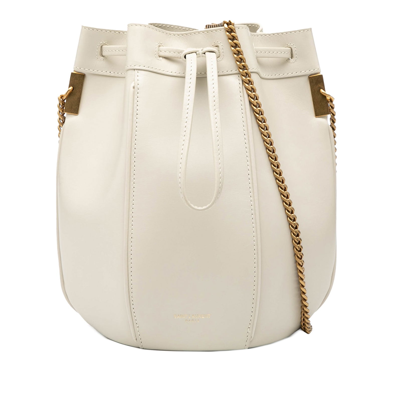 Small Talitha Bucket Bag in White Leather with Chain Strap (1 of 7)