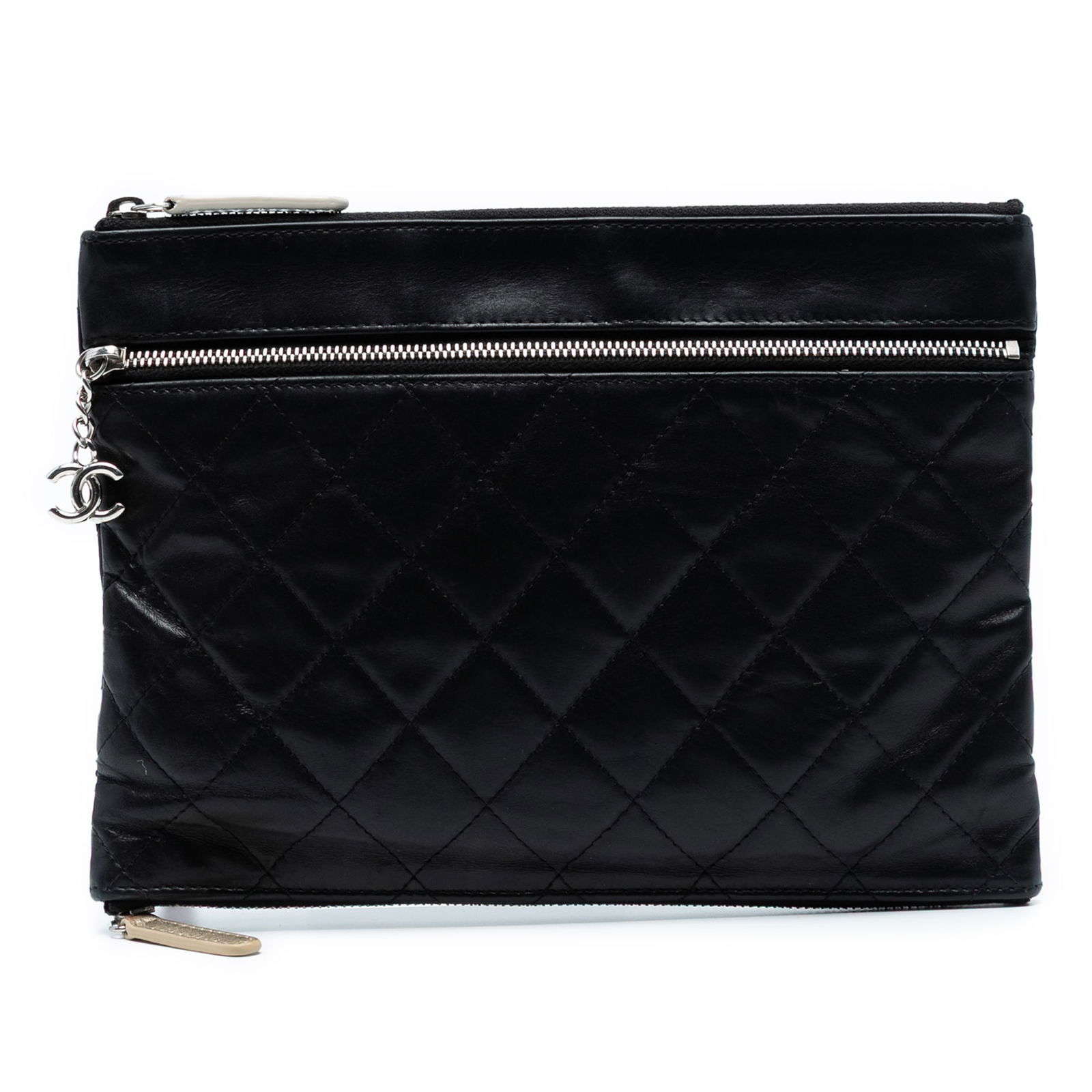 Chanel Small CC Quilted Lambskin Multi Zip Clutch Black (1 of 8)