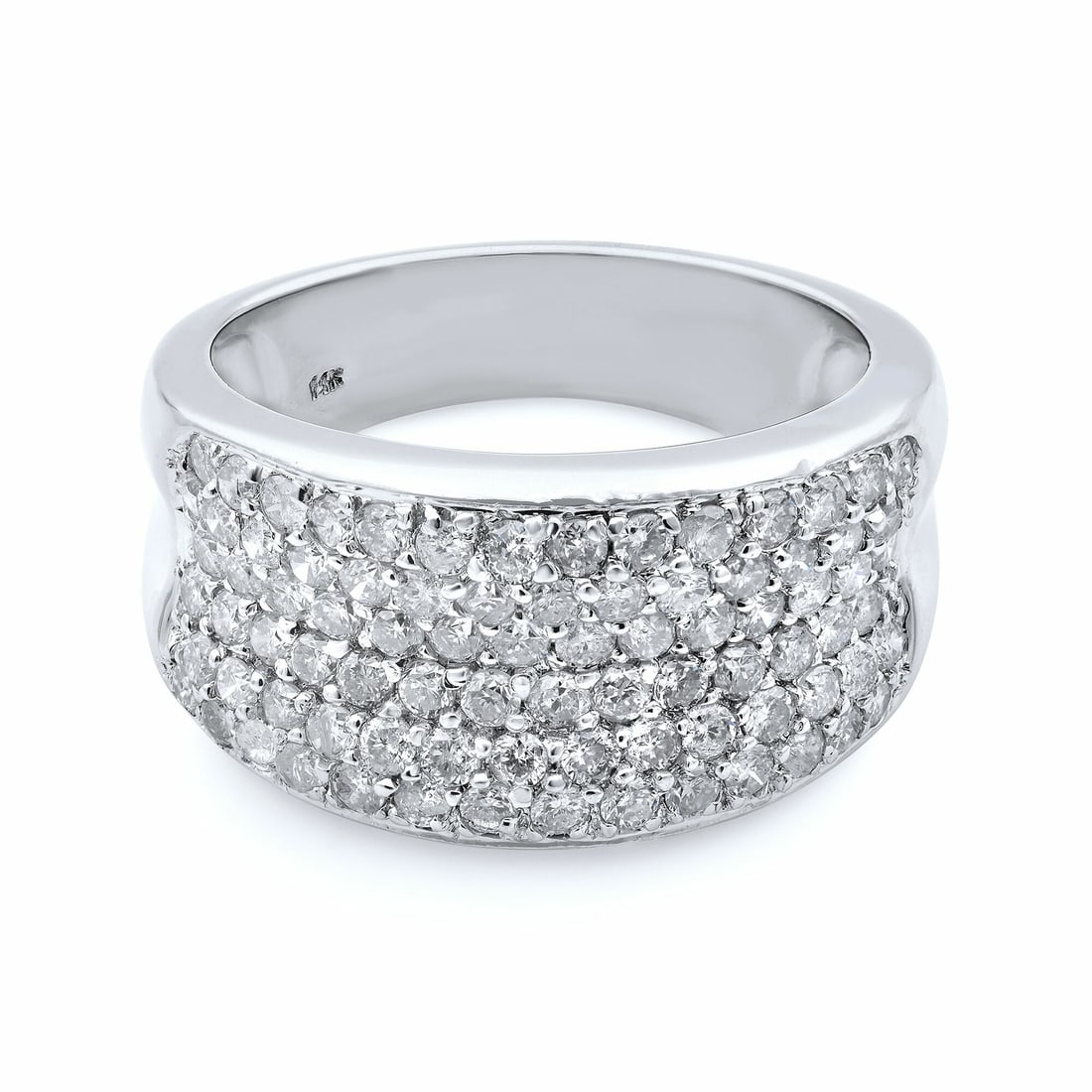 Rachel Koen 14K White Gold Diamond Band Ring 1.00ct SI1 I Color: Rachel Koen 14K White Gold Diamond Band Ring 1.00ct SI1 I Color This exquisite 14K white gold diamond wide band ring by Rachel Koen is a stunning addition to any jewelry collection. Featuring a beauti