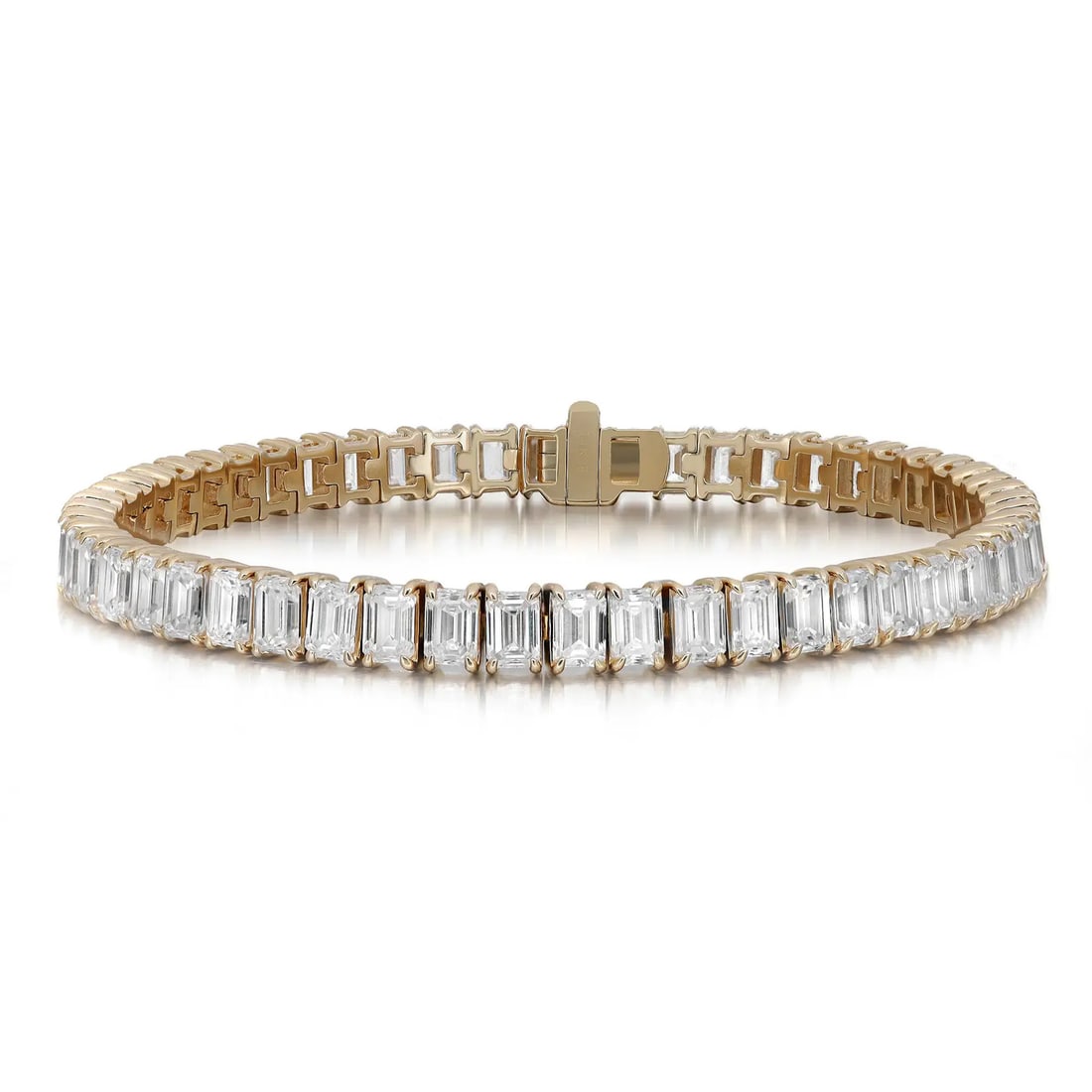 Rachel Koen 14K Yellow Gold Emerald Cut Lab Grown Diamond Tennis Bracelet 14.30Ctw (1 of 5)