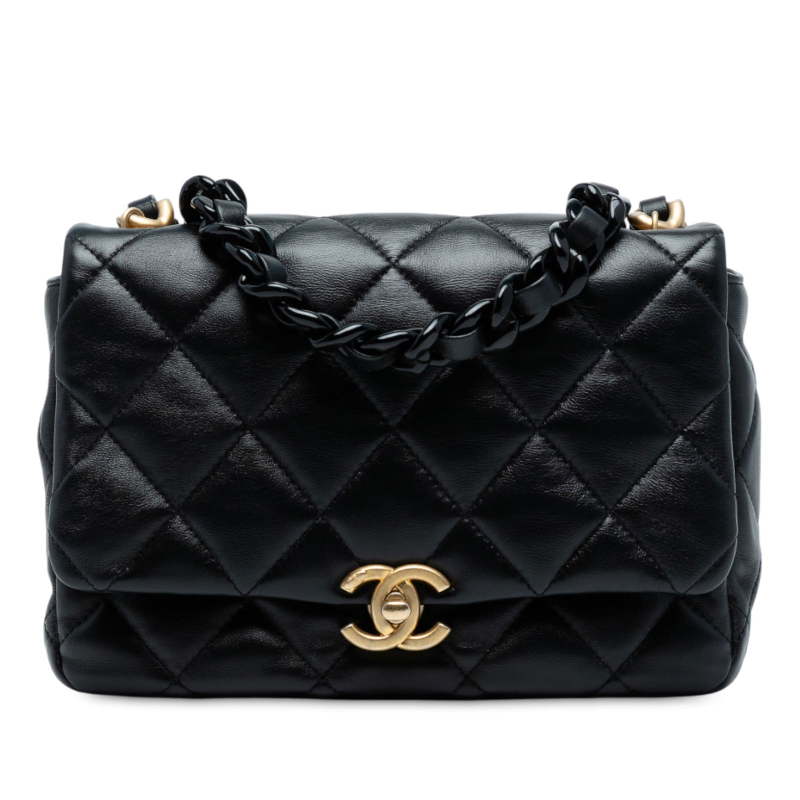 Chanel Mini Quilted Lambskin Chain Flap Bag Black (1 of 7)