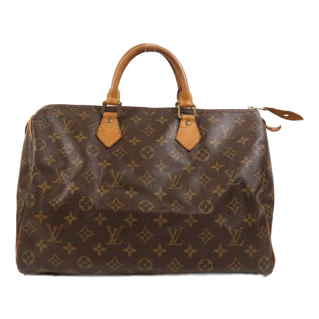 Louis Vuitton Speedy 35 Monogram Canvas Brown Handbag With Gold Hardware (1 of 18)