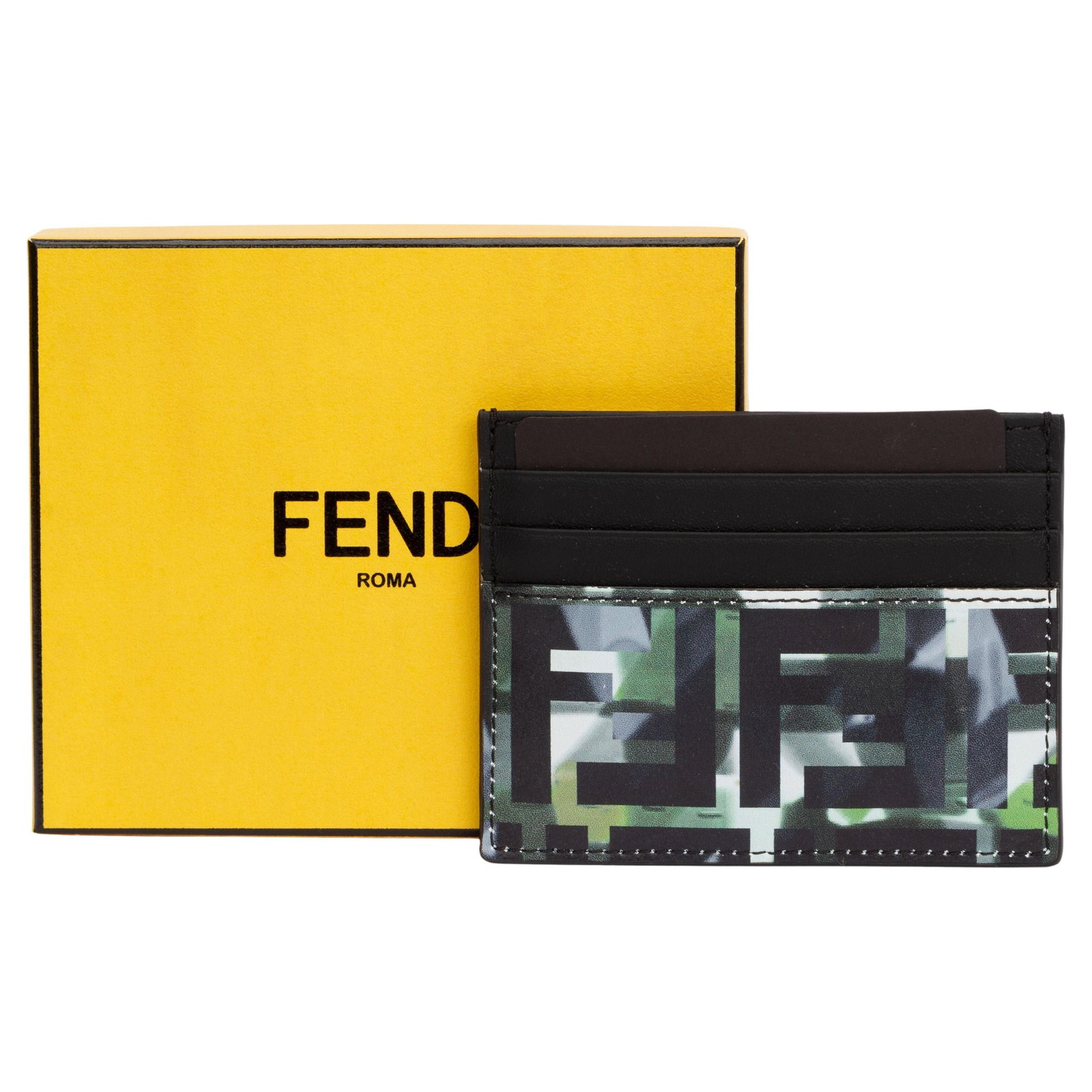 Fendi Green Black Multi Logo Card Holder with Box and Dust Cover (1 of 6)