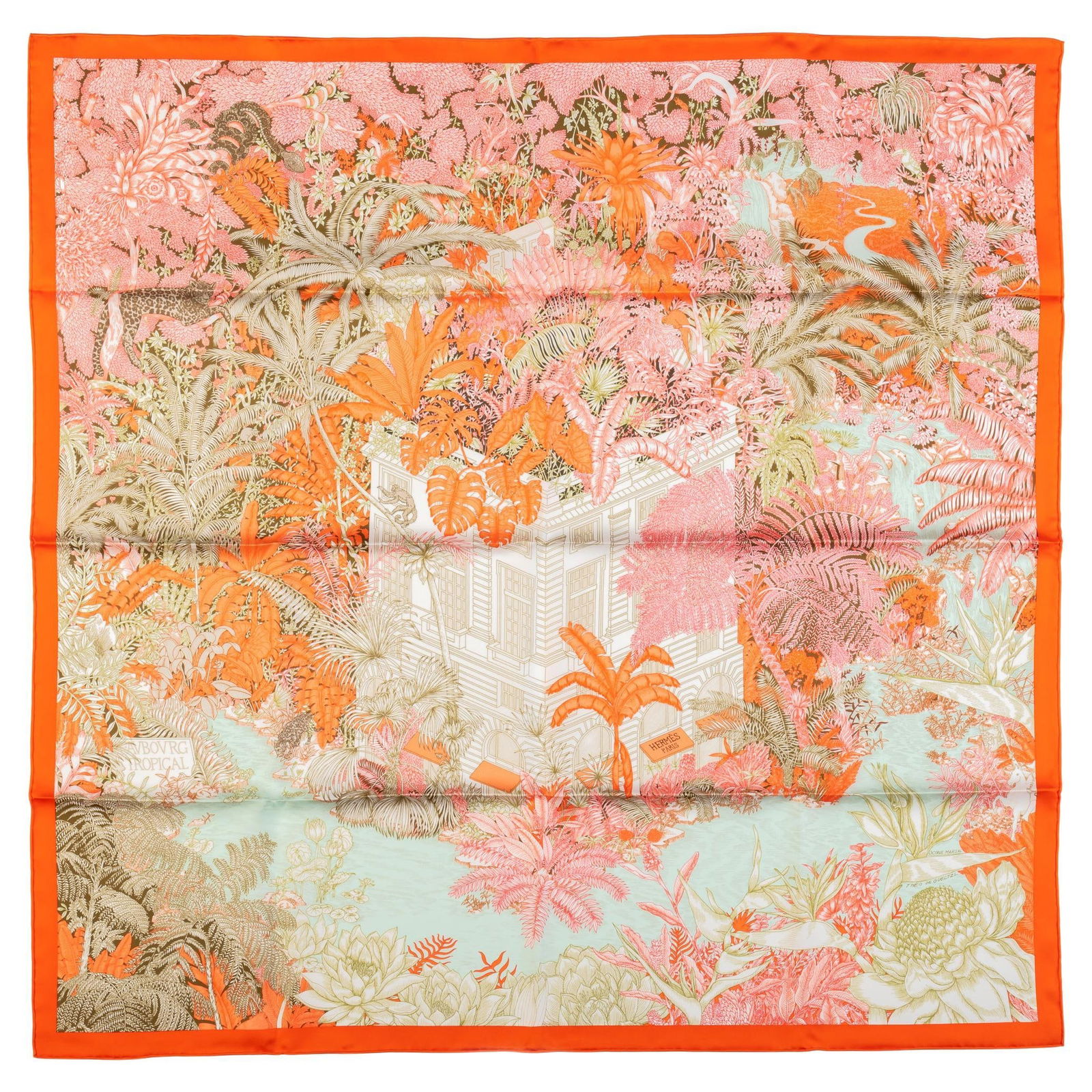 Hermes Orange Tropical Garden Silk Scarf with Box (1 of 8)