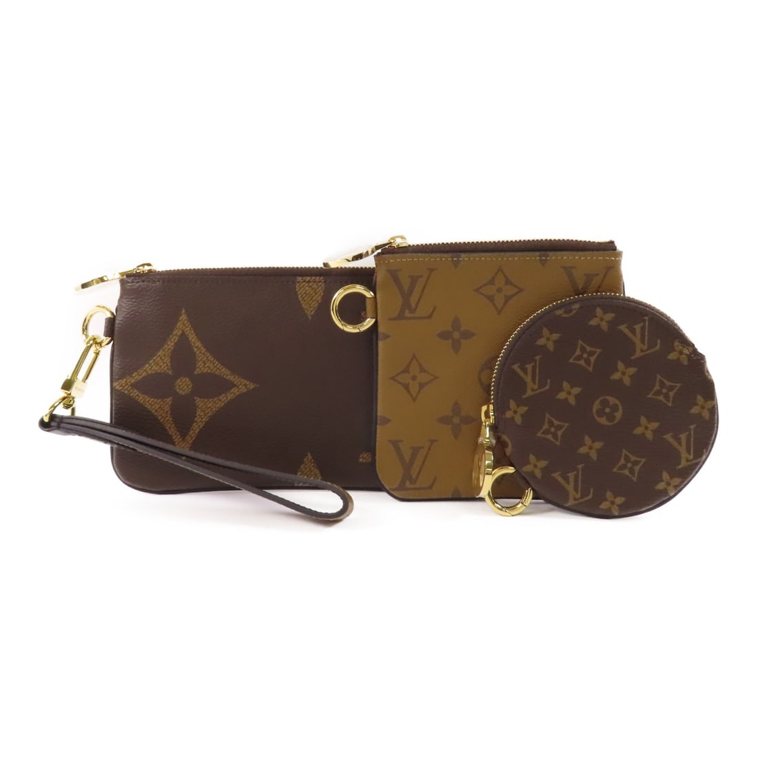 Louis Vuitton Trio Pouch M68756 Monogram Giant Reverse Brown GHW (1 of 18)