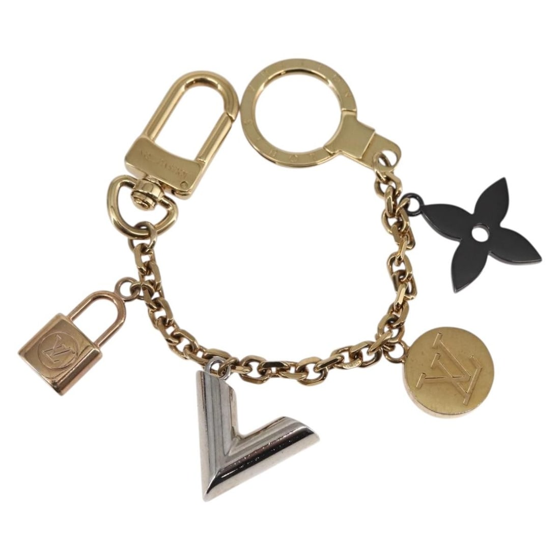 LOUIS VUITTON Chain Caleido V Charm Key Holder Gold Metal M67379 (1 of 12)