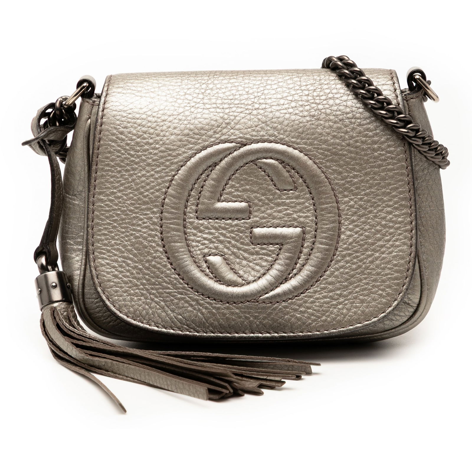 Gucci Small Metallic Leather Soho Flap Crossbody Bag Gold (1 of 7)