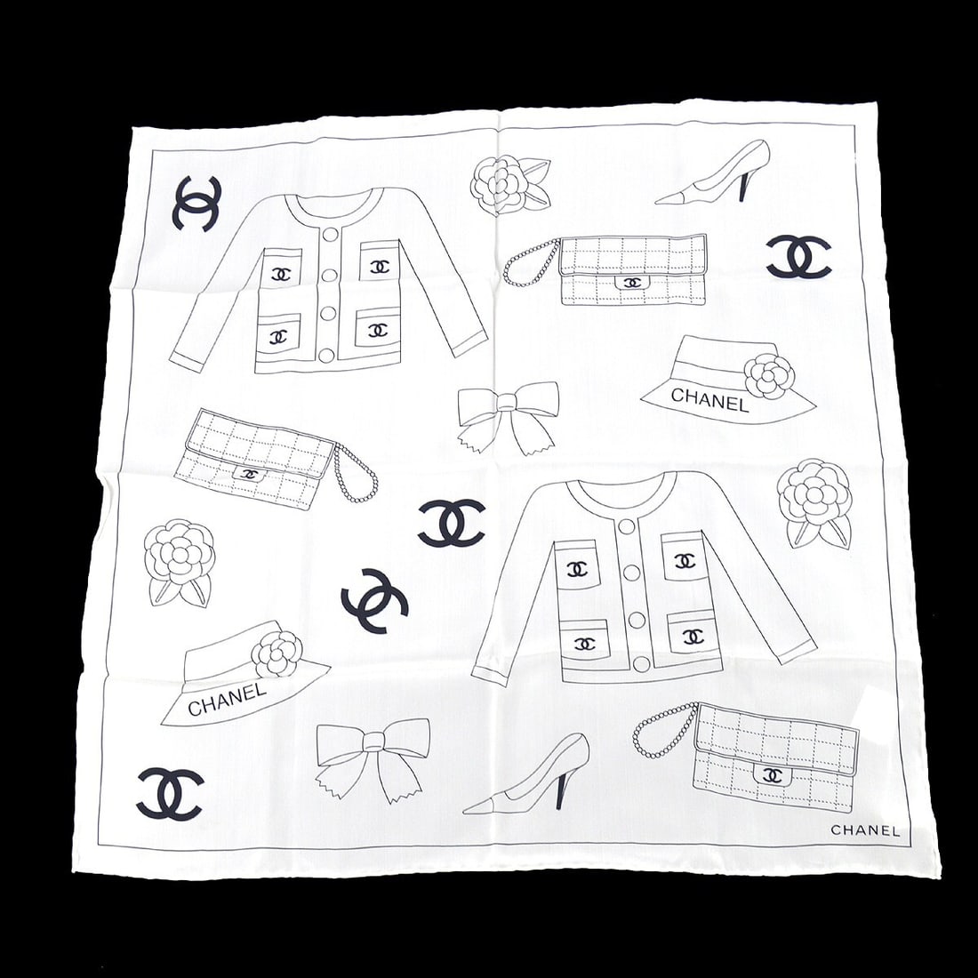 Chanel Icon Scarf 100% Silk White Luxury Accessory (1 of 4)