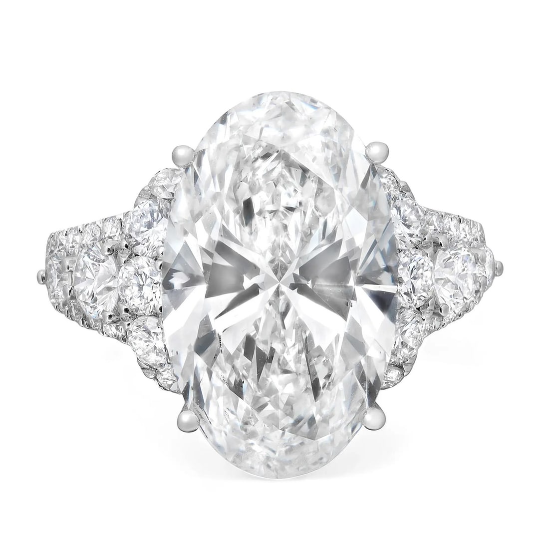 Rachel Koen 6.84Ctw Oval Lab Grown Diamond Engagement Ring 18K White Gold IGI Certified (1 of 5)