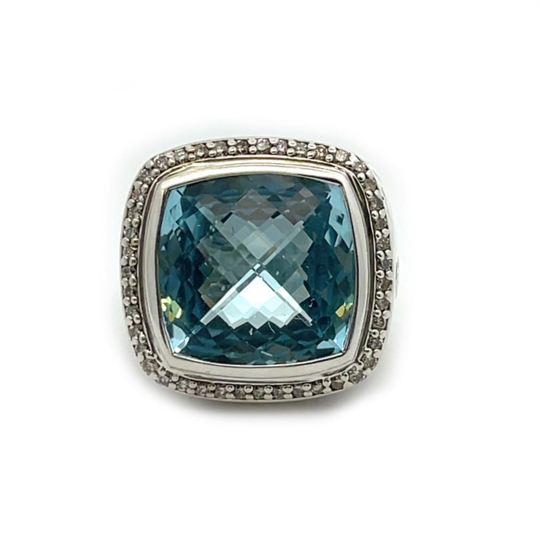 David Yurman Albion Ring Blue Topaz Diamond Sterling Silver D.Y 925 (1 of 7)