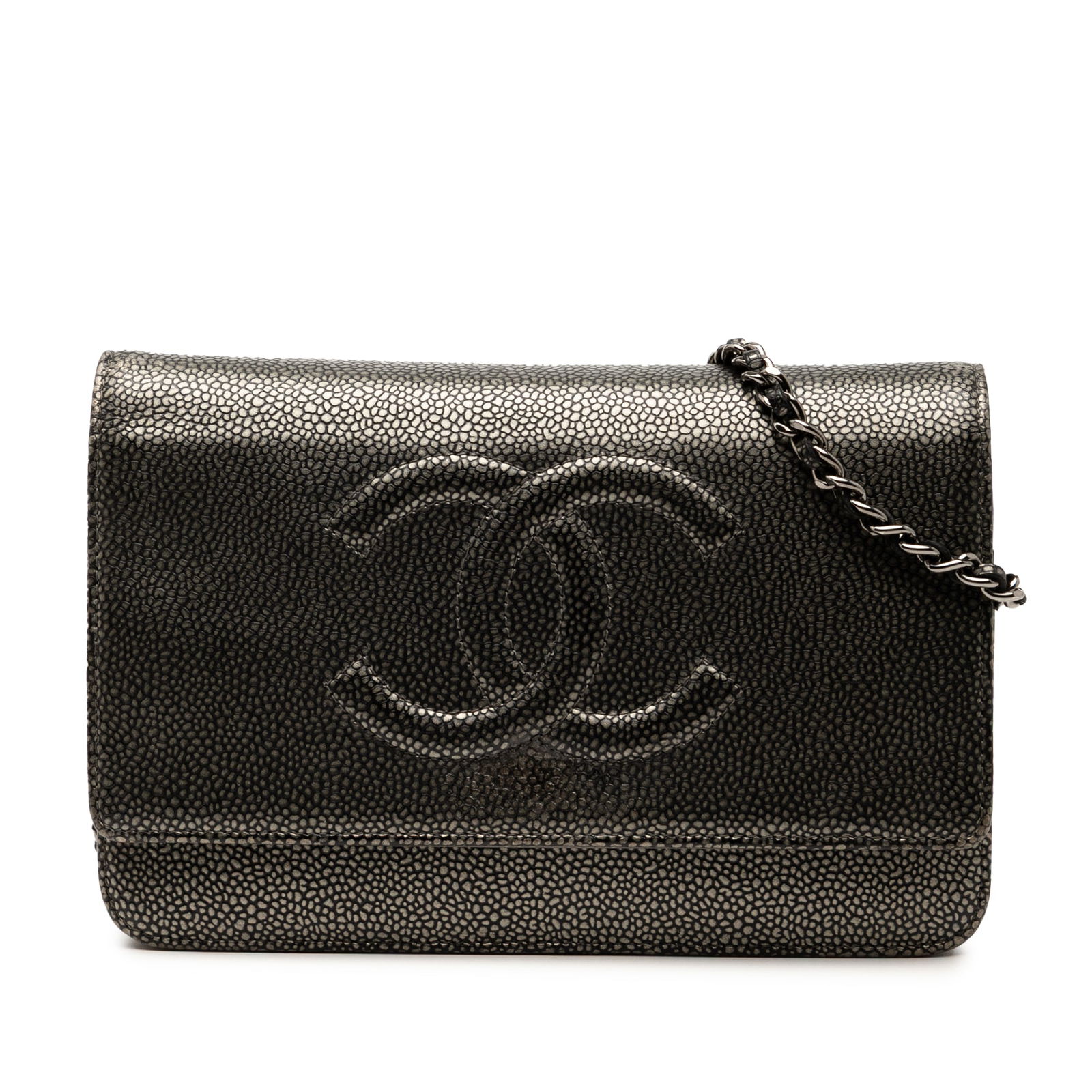 Chanel CC Metallic Caviar Wallet on Chain Black Leather (1 of 8)