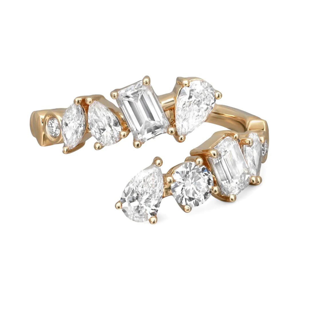 Rachel Koen 18K Yellow Gold Bypass Ring with 1.65Cttw Lab Grown Diamonds (1 of 5)