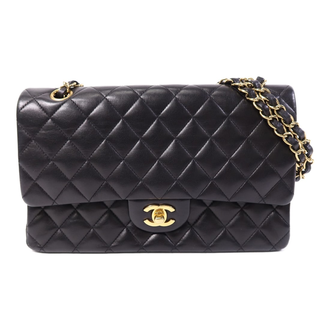 CHANEL Classic 25 Shoulder Bag Black Lambskin GHW: CHANEL Classic 25 Shoulder Bag Black Lambskin GHW Discover the timeless elegance of the CHANEL Classic 25 Chain Shoulder Bag. Crafted from luxurious lambskin leather in a sleek black hue, this shoulde